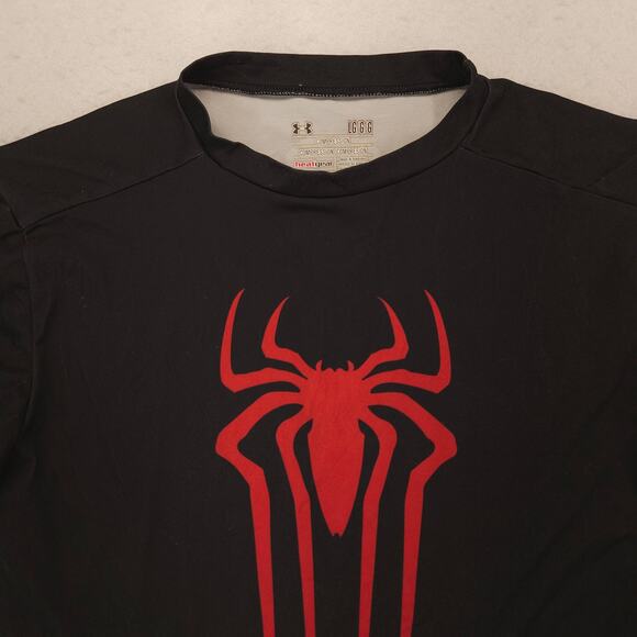 Under Armour Spider Man Crew Neck Short Sleeve Graphic T Shirt Mens Size L Black - Picture 1 of 9